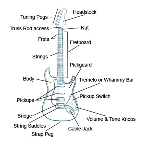 Chart Showing the Anatomy of an Electric Guitar